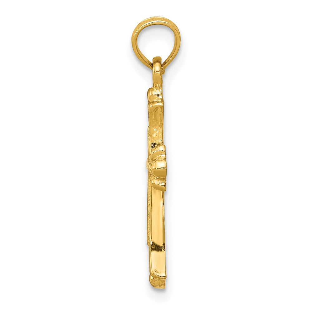 10K Gelbgold Knospend Kreuz Charm