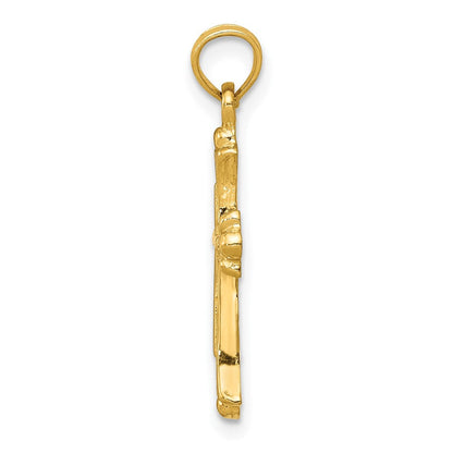 10K Gelbgold Knospend Kreuz Charm
