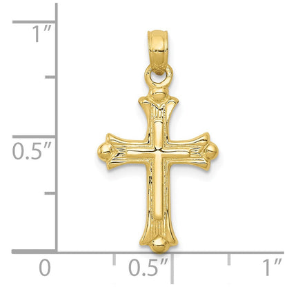 10K Gelbgold Knospend Kreuz Charm