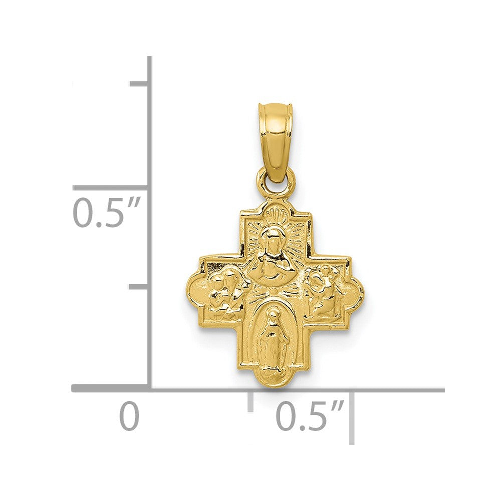 10K Gelbgold Miniature Vier Way Medaille Anhänger