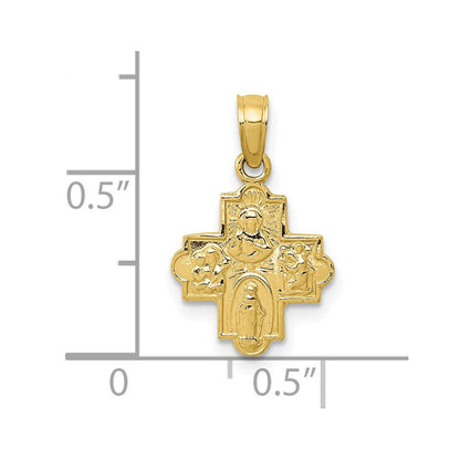 10K Gelbgold Miniature Vier Way Medaille Anhänger