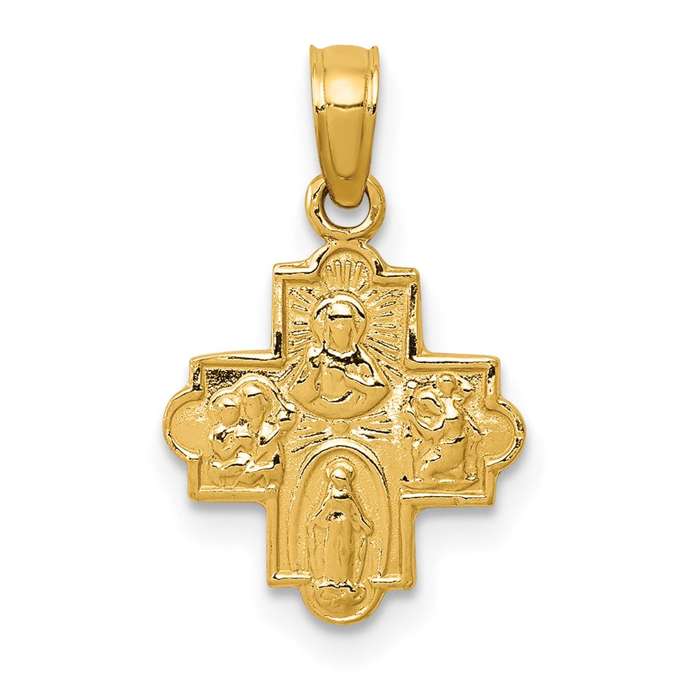 10K Gelbgold Miniature Vier Way Medaille Anhänger