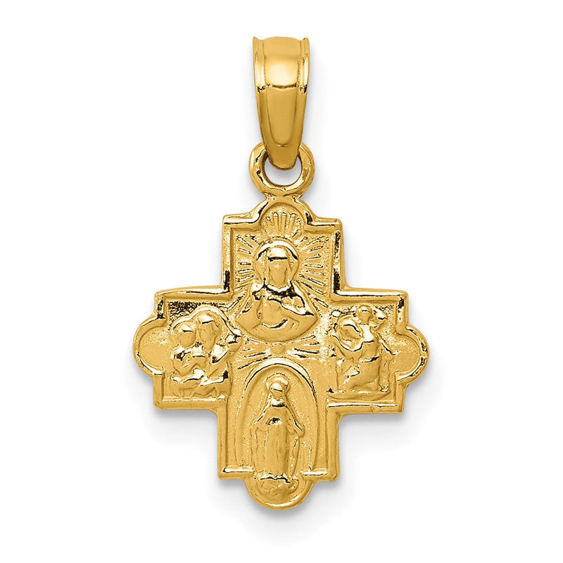 10K Gelbgold Miniature Vier Way Medaille Anhänger