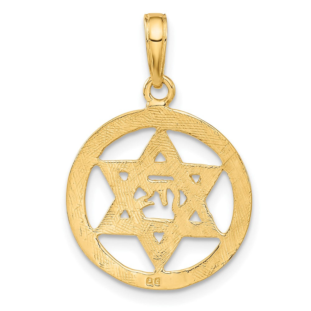 10K Gelbgold Jewish Chi in Stern Of David Anhänger