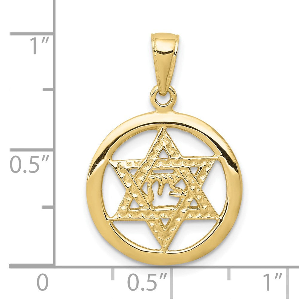 10K Gelbgold Jewish Chi in Stern Of David Anhänger