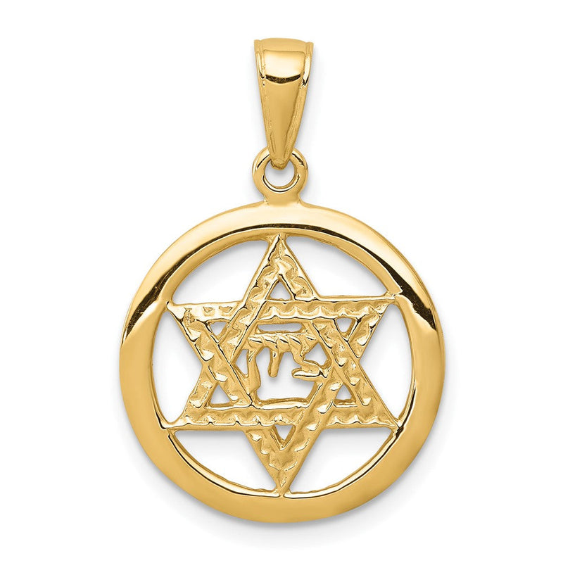 10K Gelbgold Jewish Chi in Stern Of David Anhänger