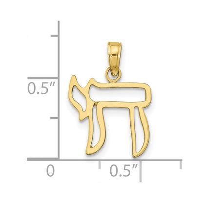 10K Gelbgold 10K Chai Ausgeschnitten Anhänger