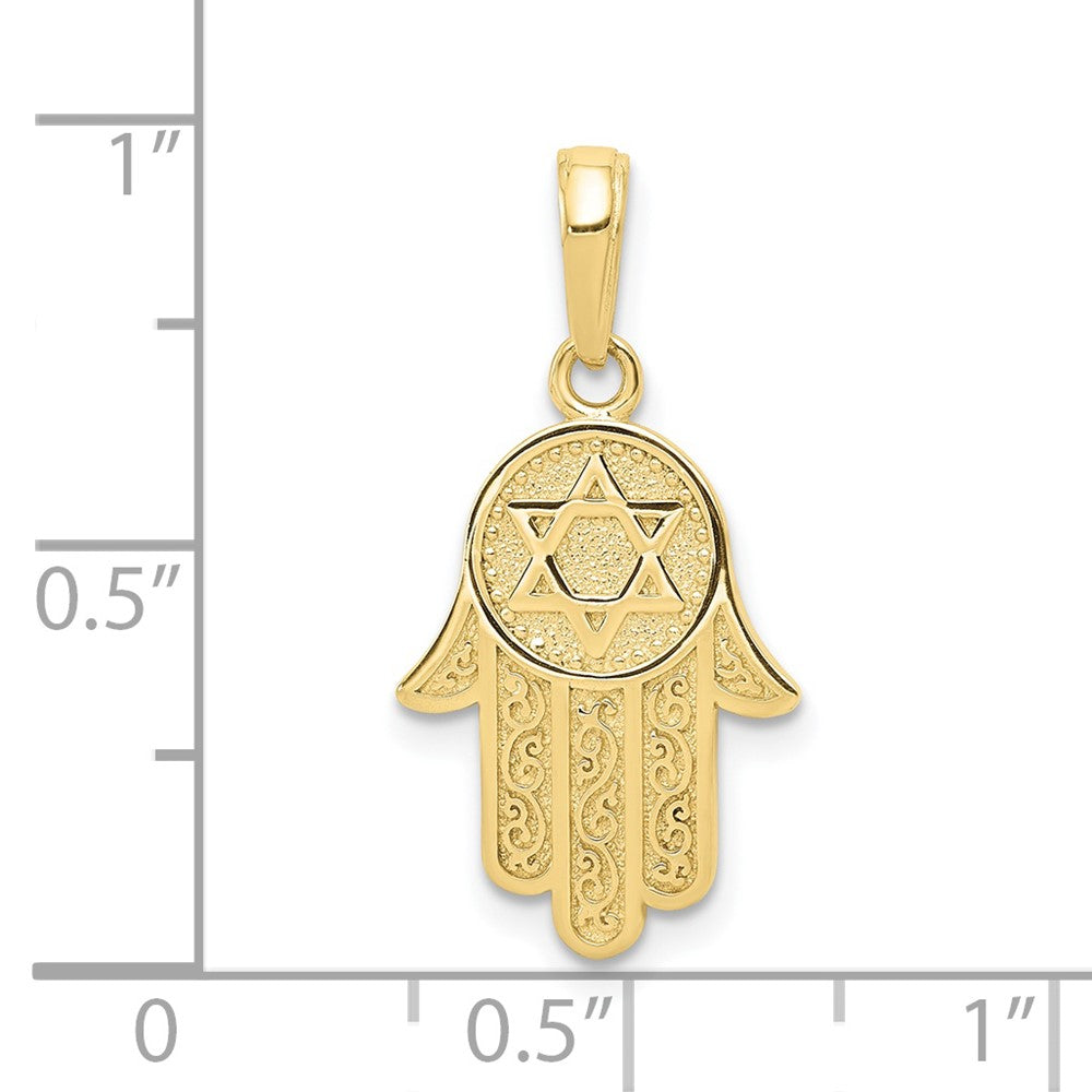 10K Gelbgold 10K Hamsa mit Stern Of David Anhänger