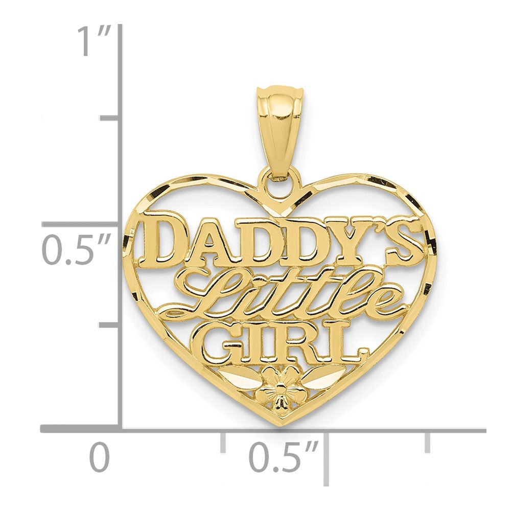 10K Gelbgold Diamantiert Daddys Little Mädchen Herz Anhänger