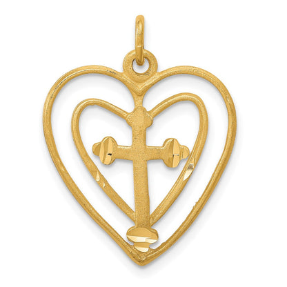 10K Gelbgold Kreuz in Herz Charm