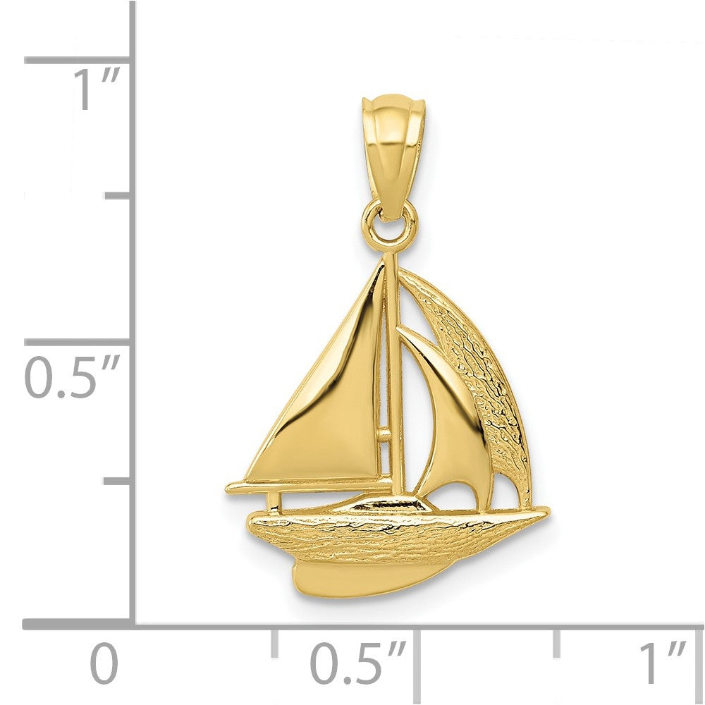 10K Gelbgold Segelboot Anhänger