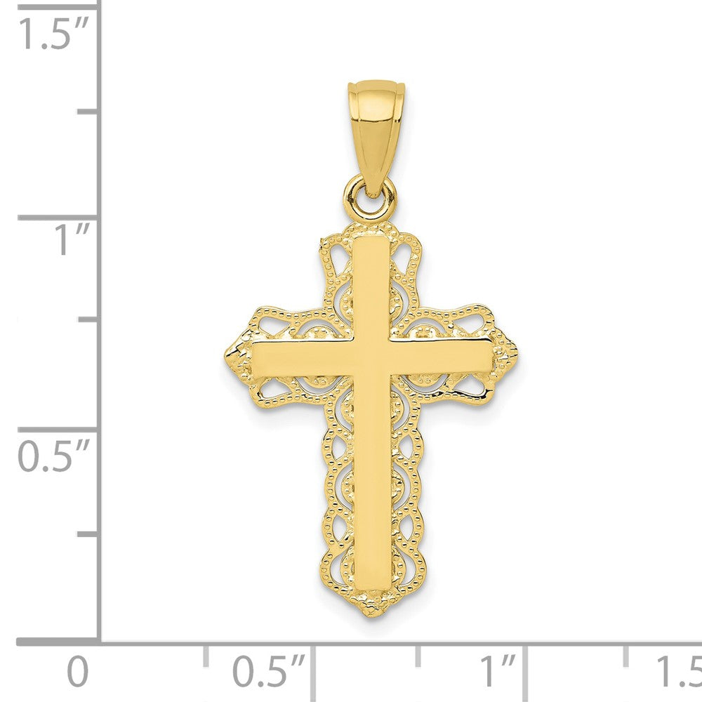 10K Gelbgold 10K Lace Zierde Kreuz Anhänger