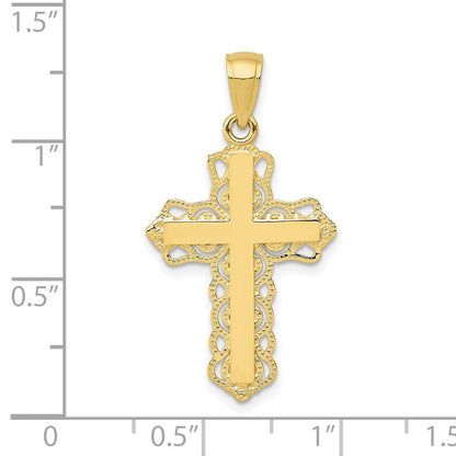 10K Gelbgold 10K Lace Zierde Kreuz Anhänger