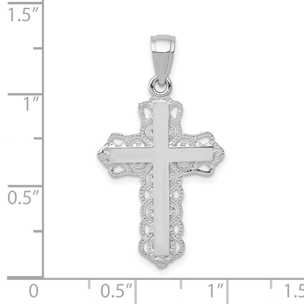 10K Weißgold Lace Zierde Kreuz Anhänger