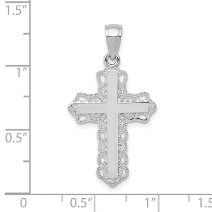 10K Weißgold Lace Zierde Kreuz Anhänger