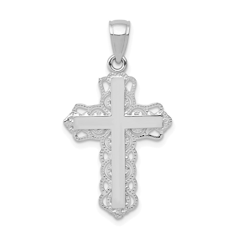 10K Weißgold Lace Zierde Kreuz Anhänger