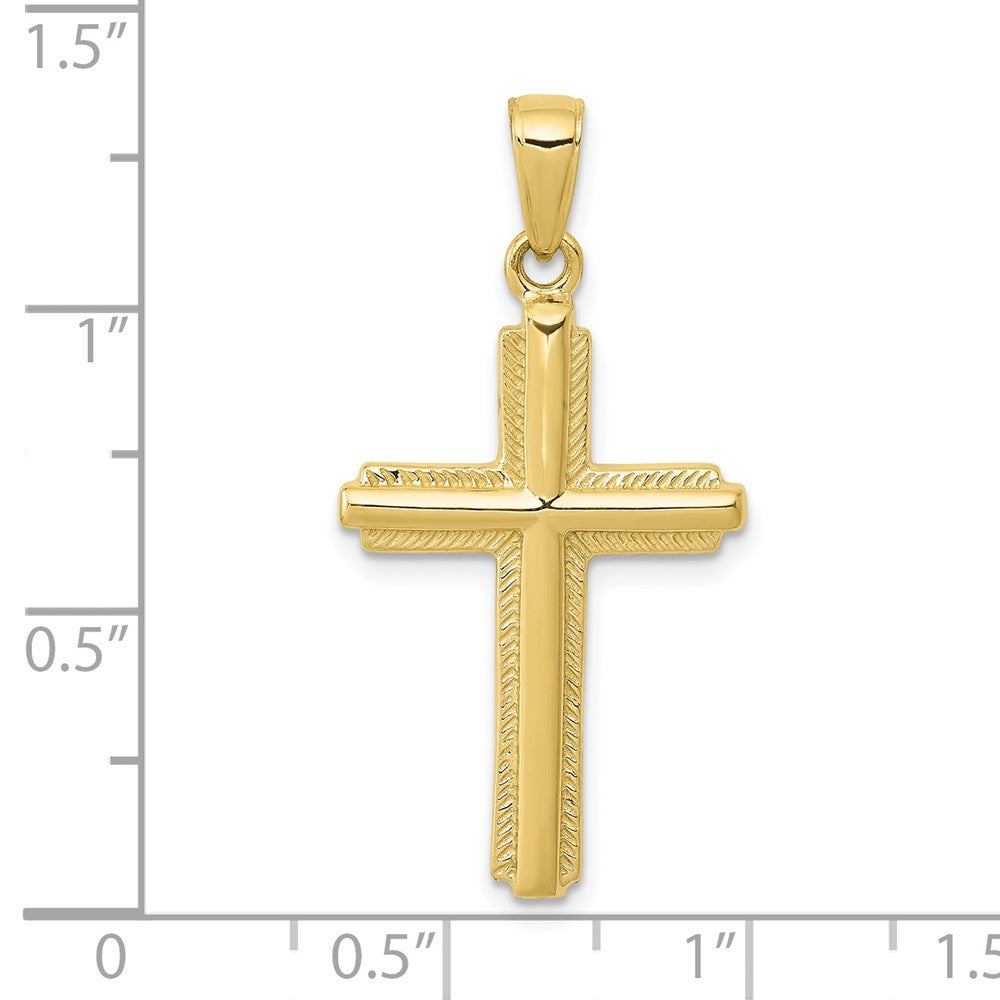10K Gelbgold 10K Kreuz mit Striped Rand Anhänger
