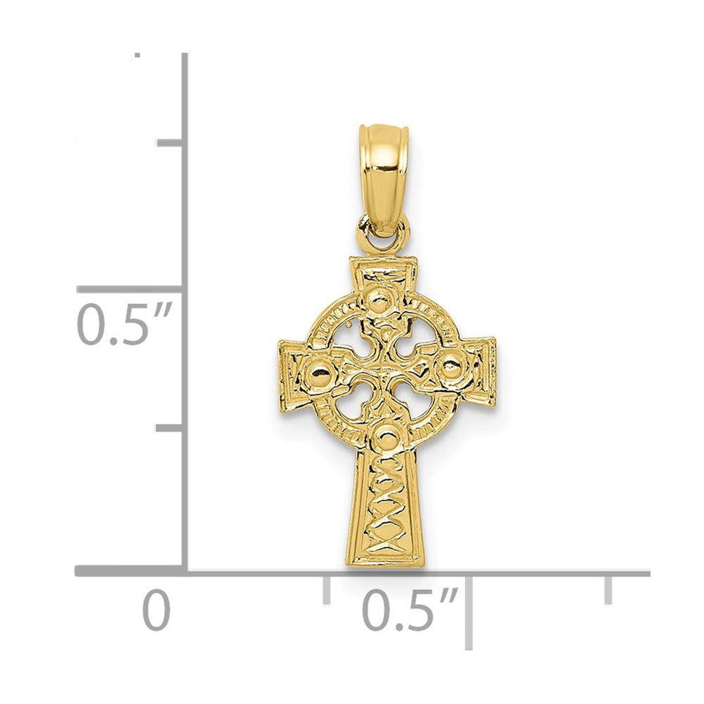 10K Gelbgold Keltisch Kreuz mit Memoire Kreis Anhänger