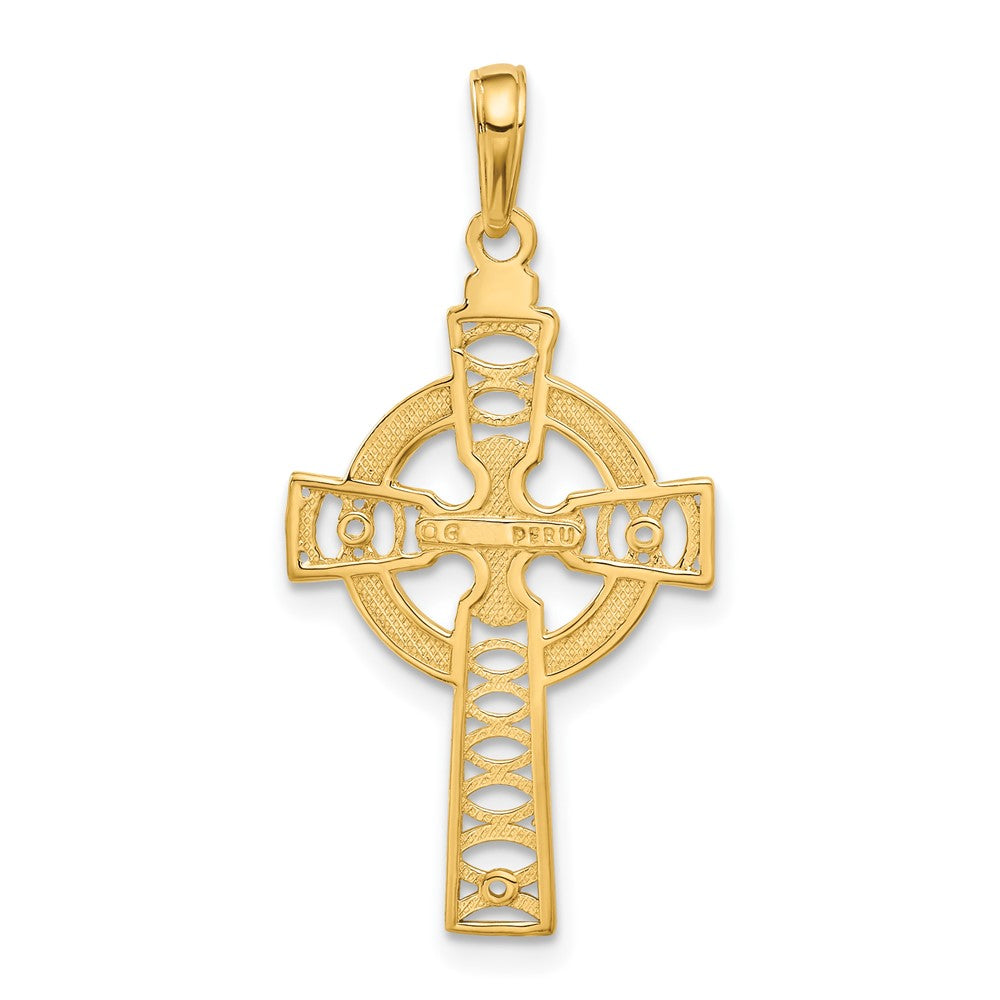10K Gelbgold 10K Keltisch Kreuz mit Memoire Kreis Anhänger