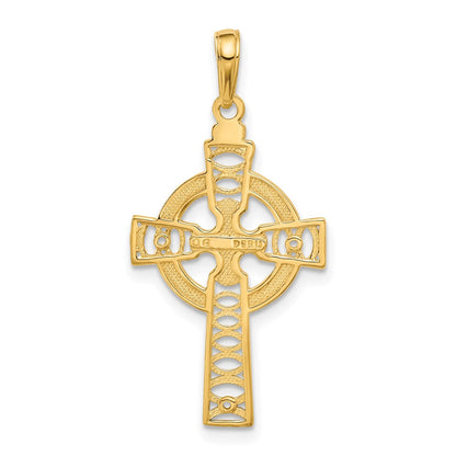 10K Gelbgold 10K Keltisch Kreuz mit Memoire Kreis Anhänger
