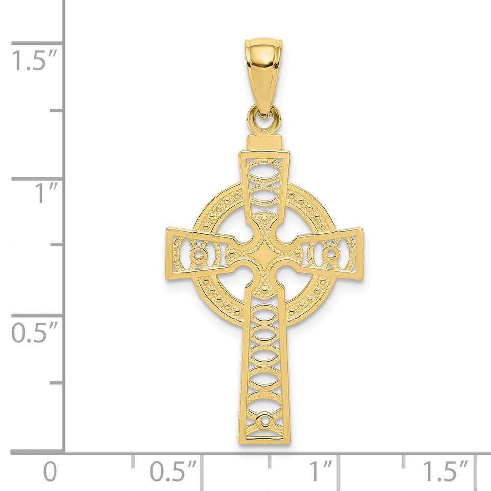 10K Gelbgold 10K Keltisch Kreuz mit Memoire Kreis Anhänger