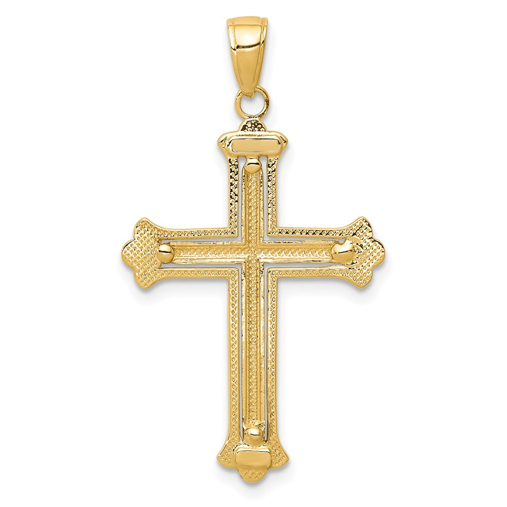 10K Bicolor 10K Kreuz in Knospend Gelb Rahmen Anhänger