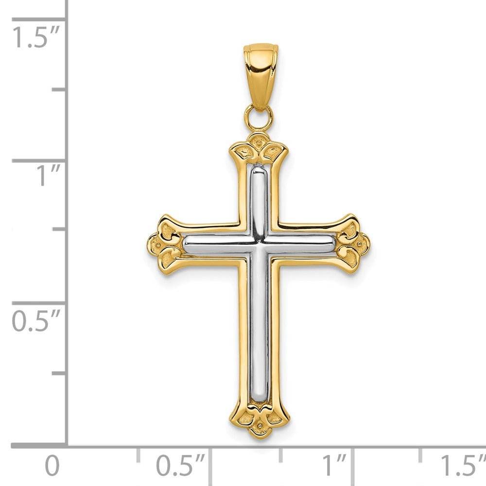 10K Bicolor 10K Kreuz in Knospend Gelb Rahmen Anhänger