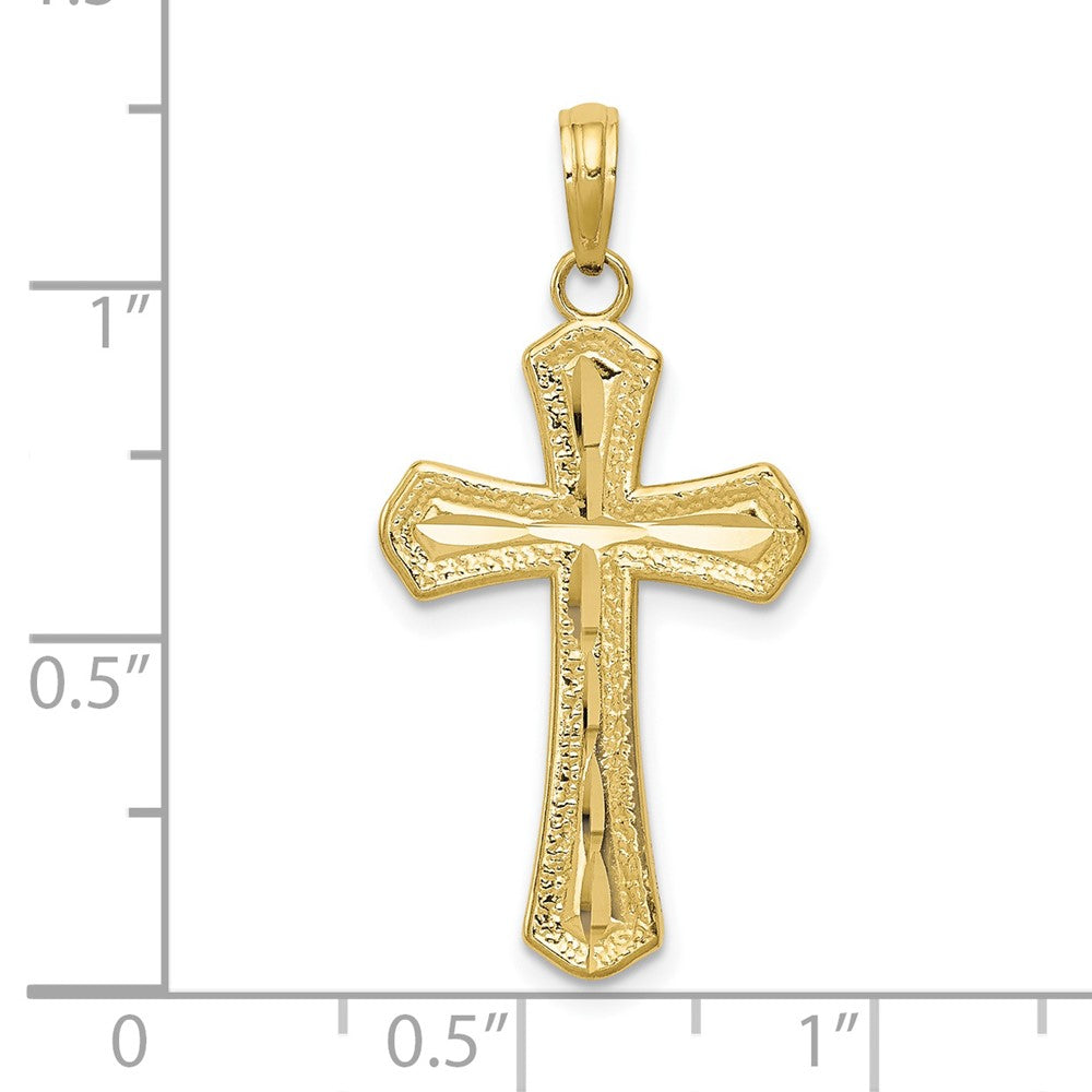 10K Gelbgold 10K Diamantiert Abgeschrägt Edges Kreuz Anhänger