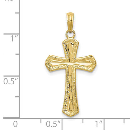 10K Gelbgold 10K Diamantiert Abgeschrägt Edges Kreuz Anhänger
