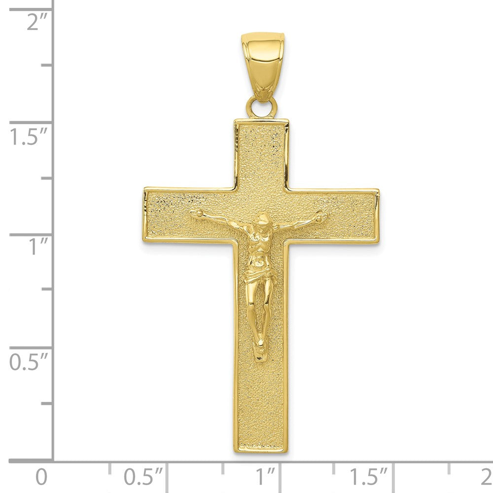 10K Gelbgold 10K Strukturiert Kruzifix Lateinisch Kreuz Anhänger