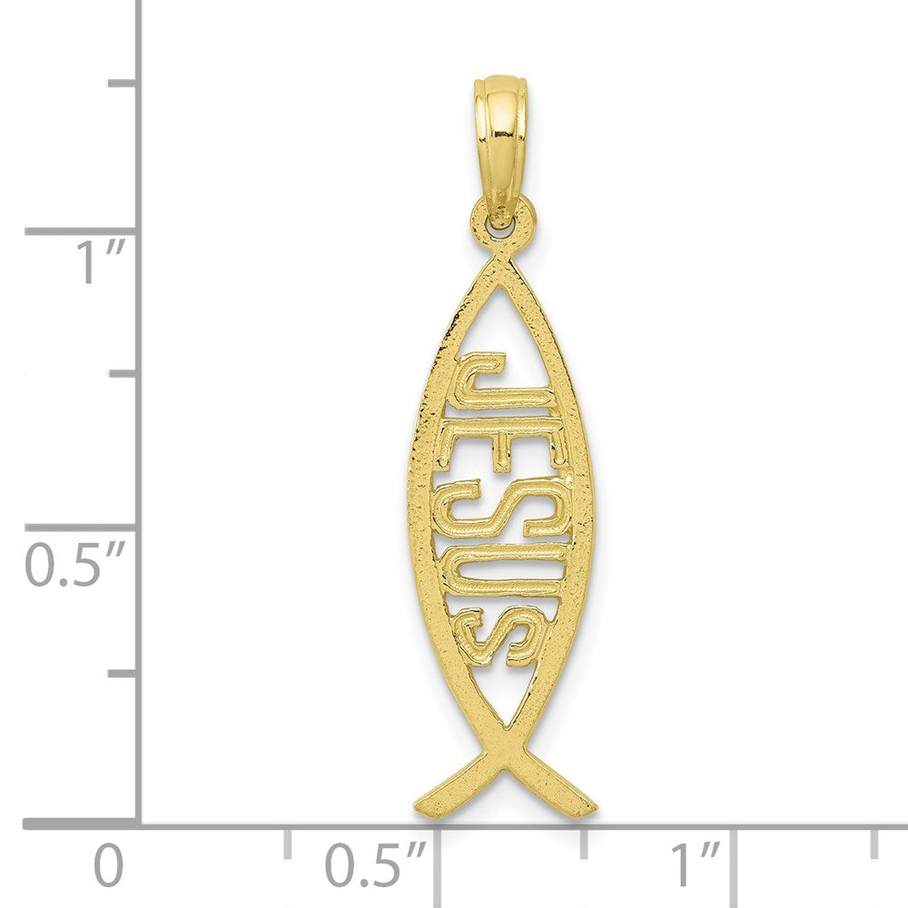 10K Gelbgold 10K Ichthus Fisch mit Jesus Anhänger