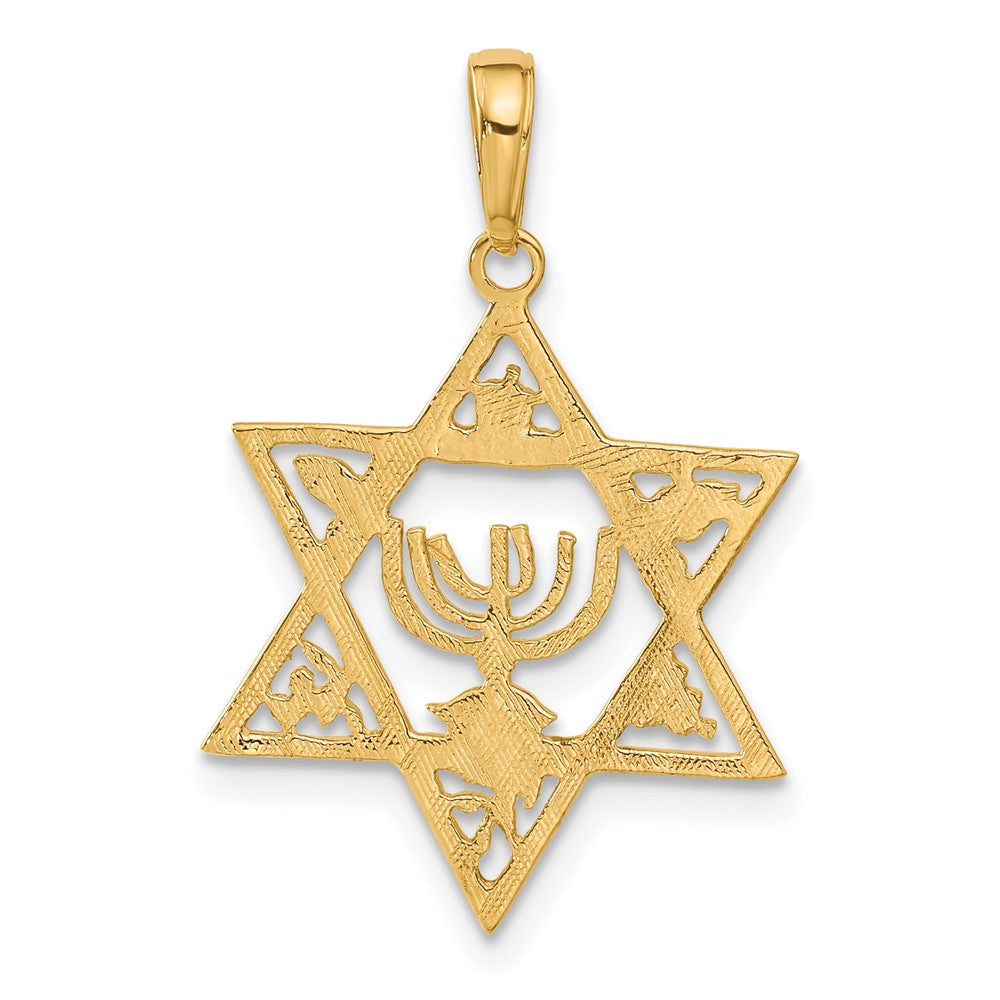 10K Gelbgold 10K Stern Of David mit Menorah Anhänger
