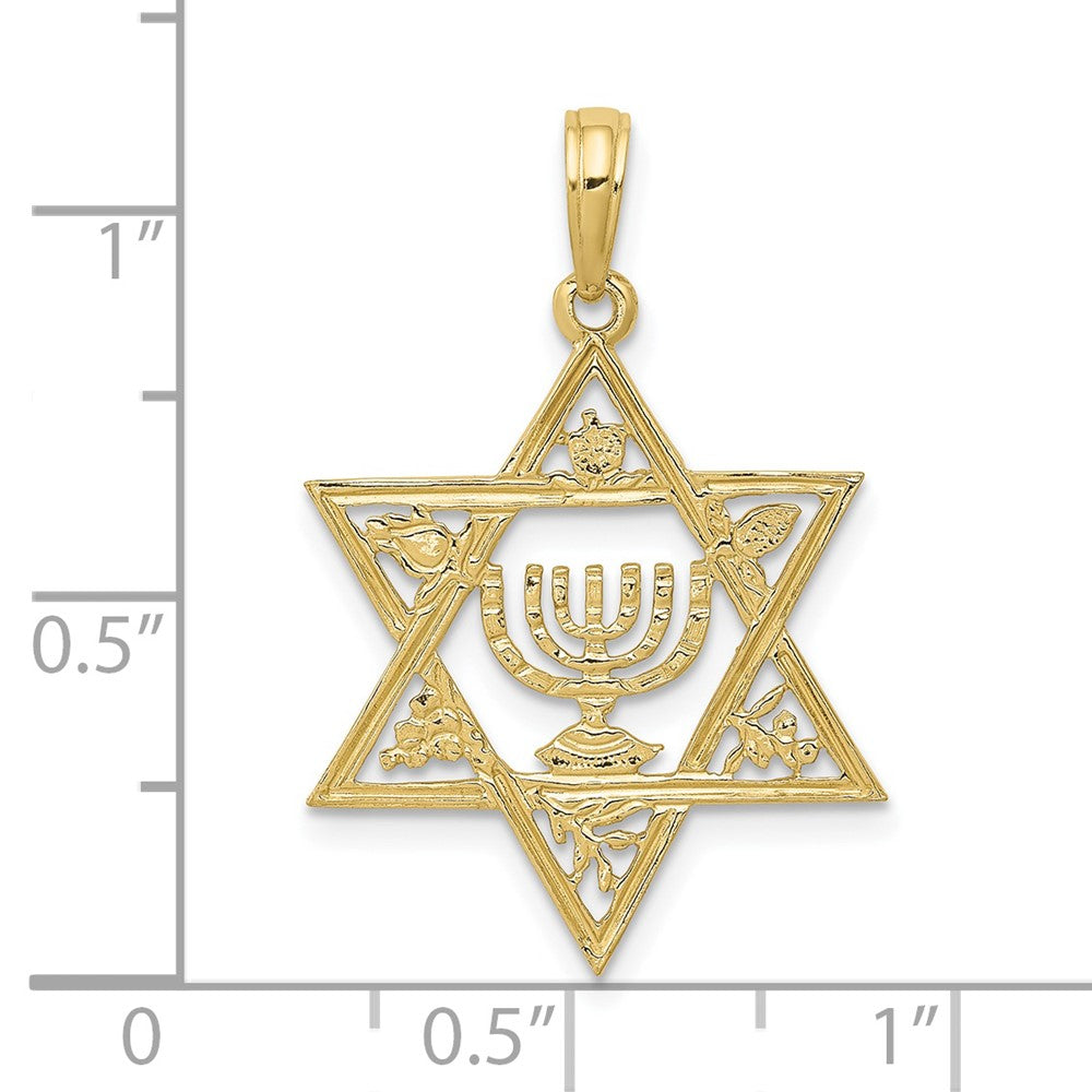 10K Gelbgold 10K Stern Of David mit Menorah Anhänger