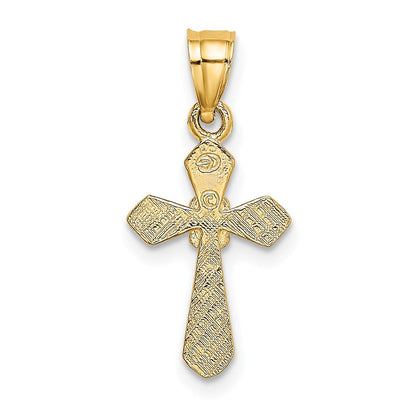 10K Gelbgold 10K Klein Kreuz mit Blume Charm