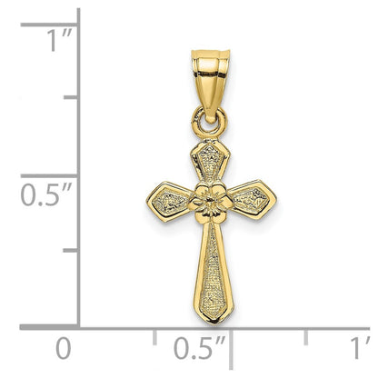 10K Gelbgold 10K Klein Kreuz mit Blume Charm
