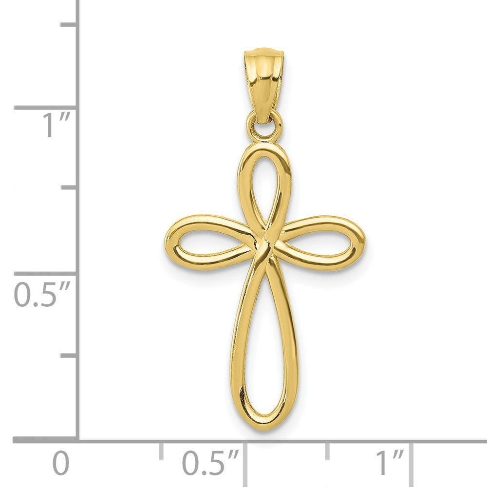 10K Gelbgold Schleife Kreuz Anhänger