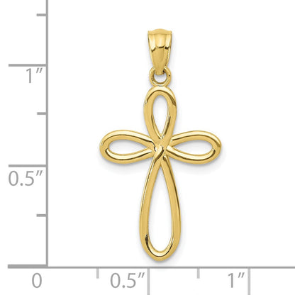 10K Gelbgold Schleife Kreuz Anhänger