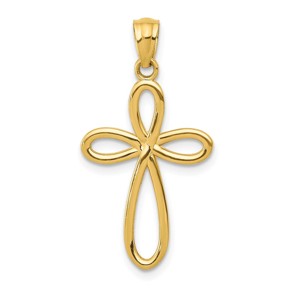 10K Gelbgold Schleife Kreuz Anhänger
