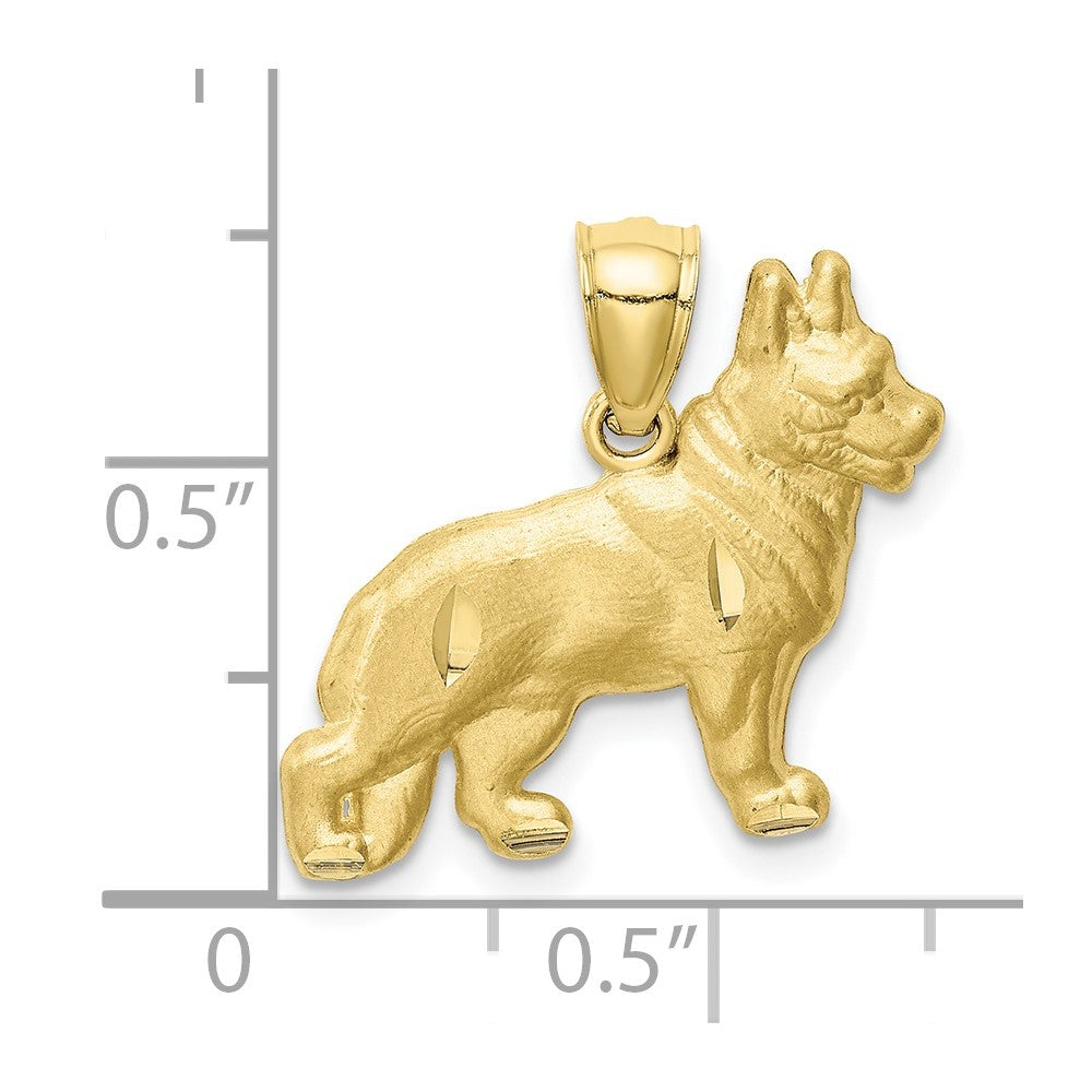10K Gelbgold 10K Diamantiert German Shepard Anhänger