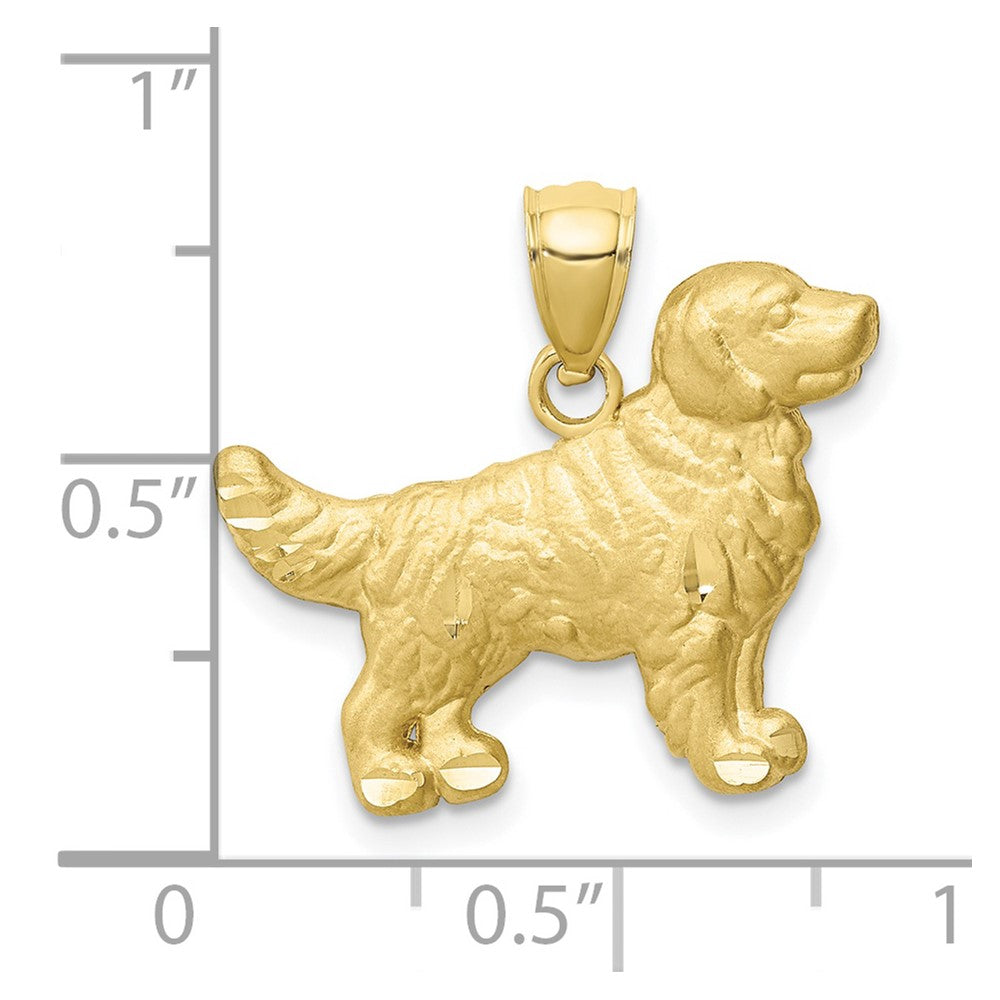 10K Gelbgold 10K Diamantiert Golden Retriever Anhänger