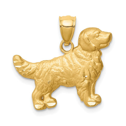 10K Gelbgold 10K Diamantiert Golden Retriever Anhänger