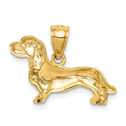 10K Gelbgold 10K Diamantiert Dachshund Anhänger