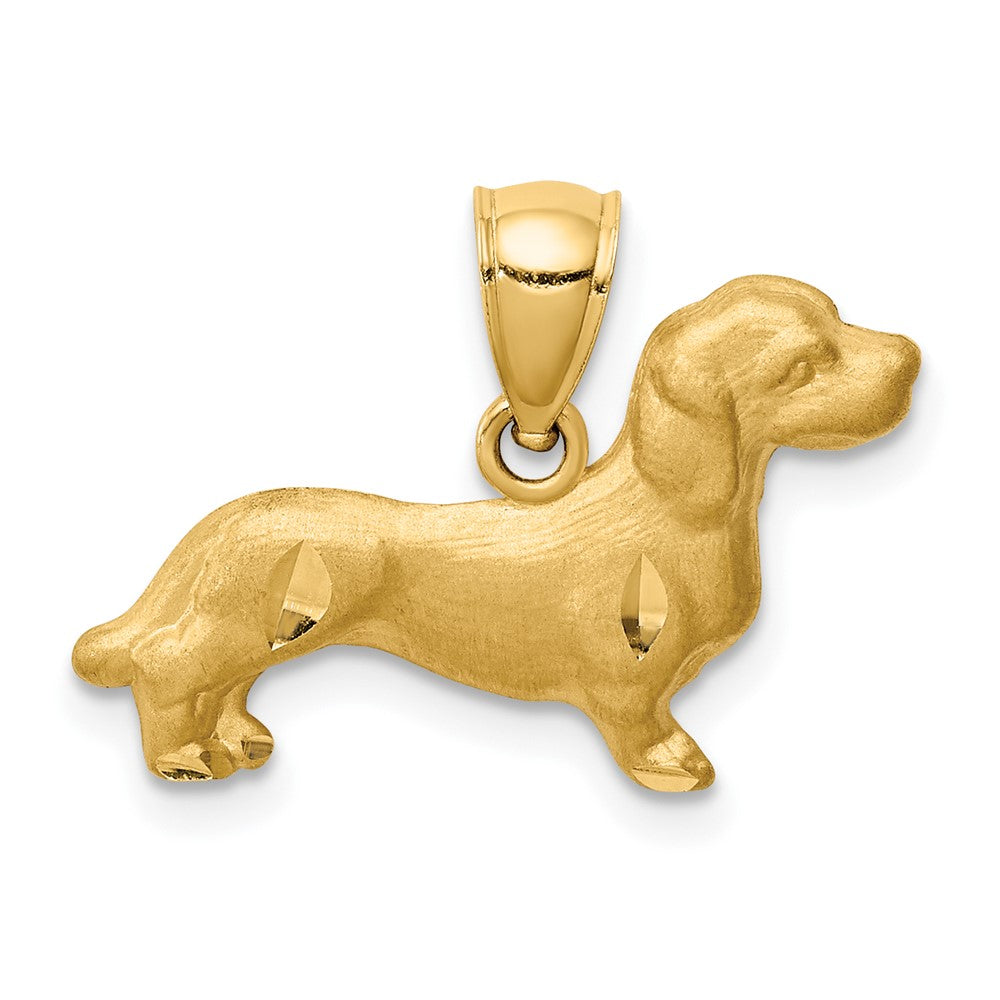 10K Gelbgold 10K Diamantiert Dachshund Anhänger