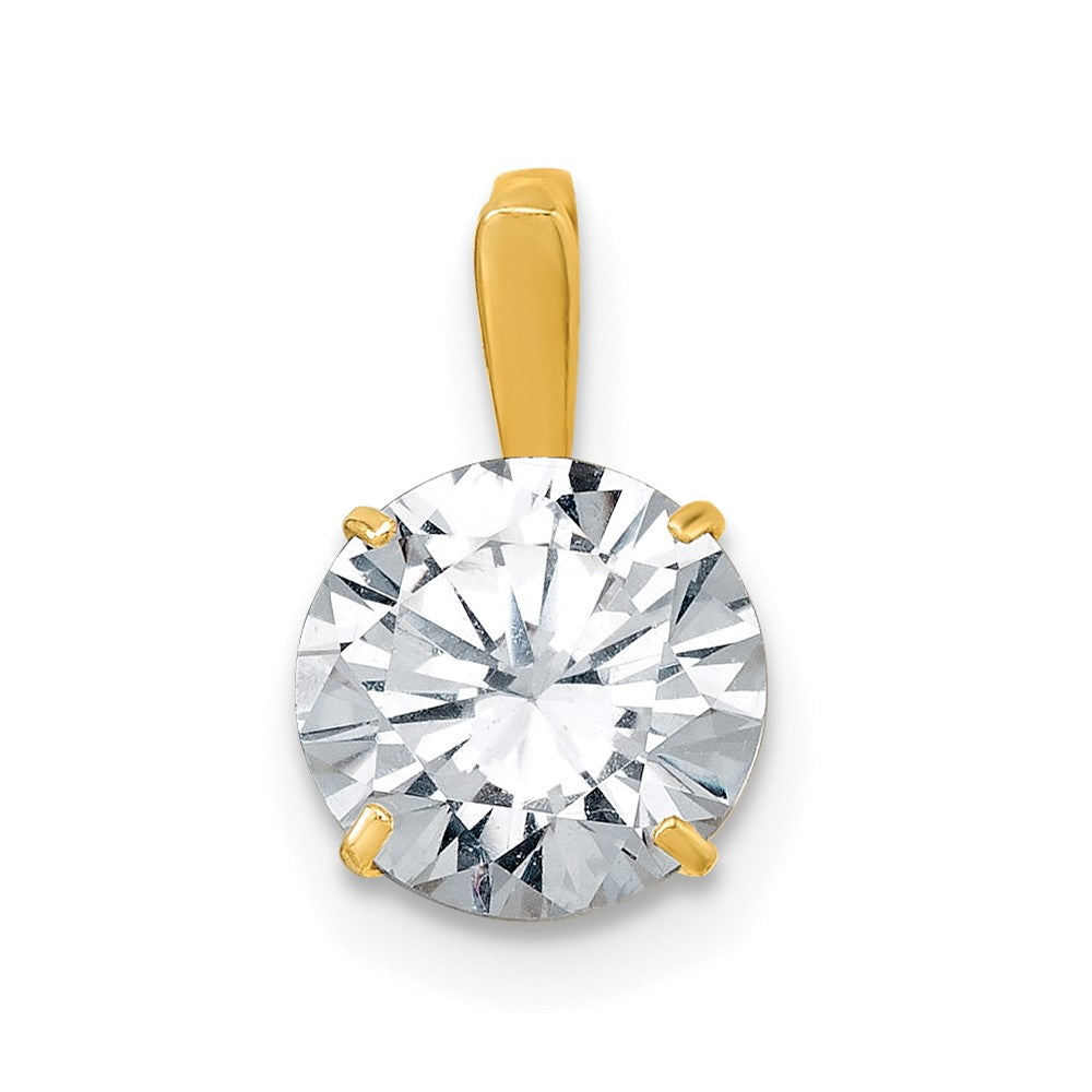10K Gelbgold Poliert 8.00mm Rund Zirkonia Solitär Anhänger