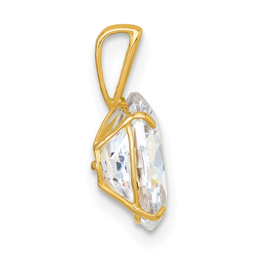 10K Gelbgold Poliert 8.00 X 10.00mm Weiß Oval Zirkonia Anhänger
