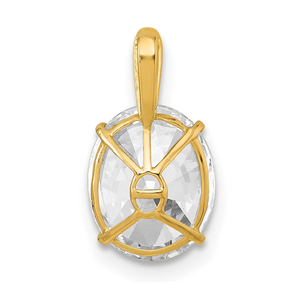 10K Gelbgold Poliert 8.00 X 10.00mm Weiß Oval Zirkonia Anhänger