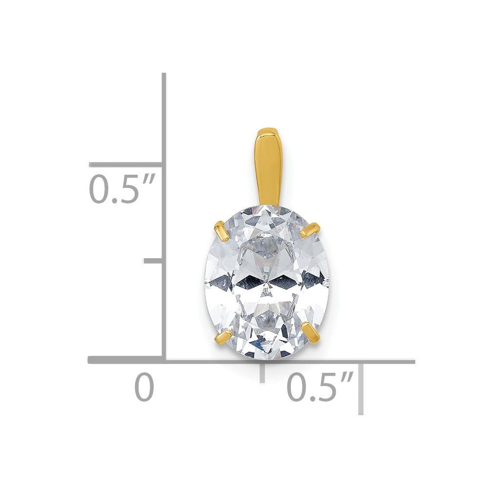 10K Gelbgold Poliert 8.00 X 10.00mm Weiß Oval Zirkonia Anhänger