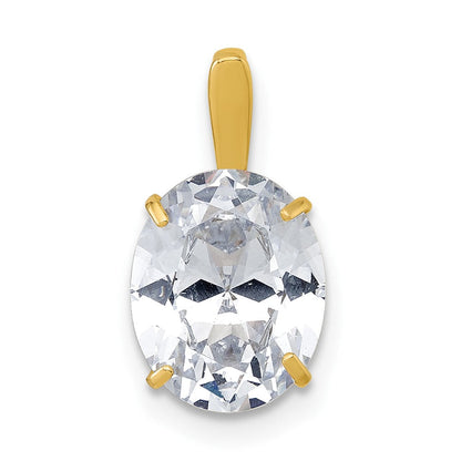 10K Gelbgold Poliert 8.00 X 10.00mm Weiß Oval Zirkonia Anhänger