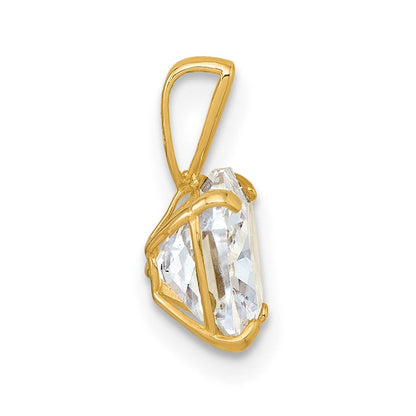 10K Gelbgold Poliert 8.00mm Kissen-cut Zirkonia Solitär Anhänger