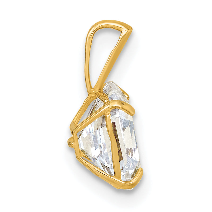 10K Gelbgold Poliert 8.00mm Modified Quadratisch-cut Zirkonia Anhänger